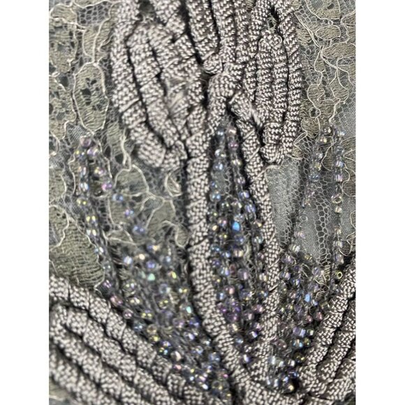 Carmen Marc Valvo Woman 6 Blue Sparkly Fairy Prom Embroidered Lace Beaded Skirt - Picture 9 of 16